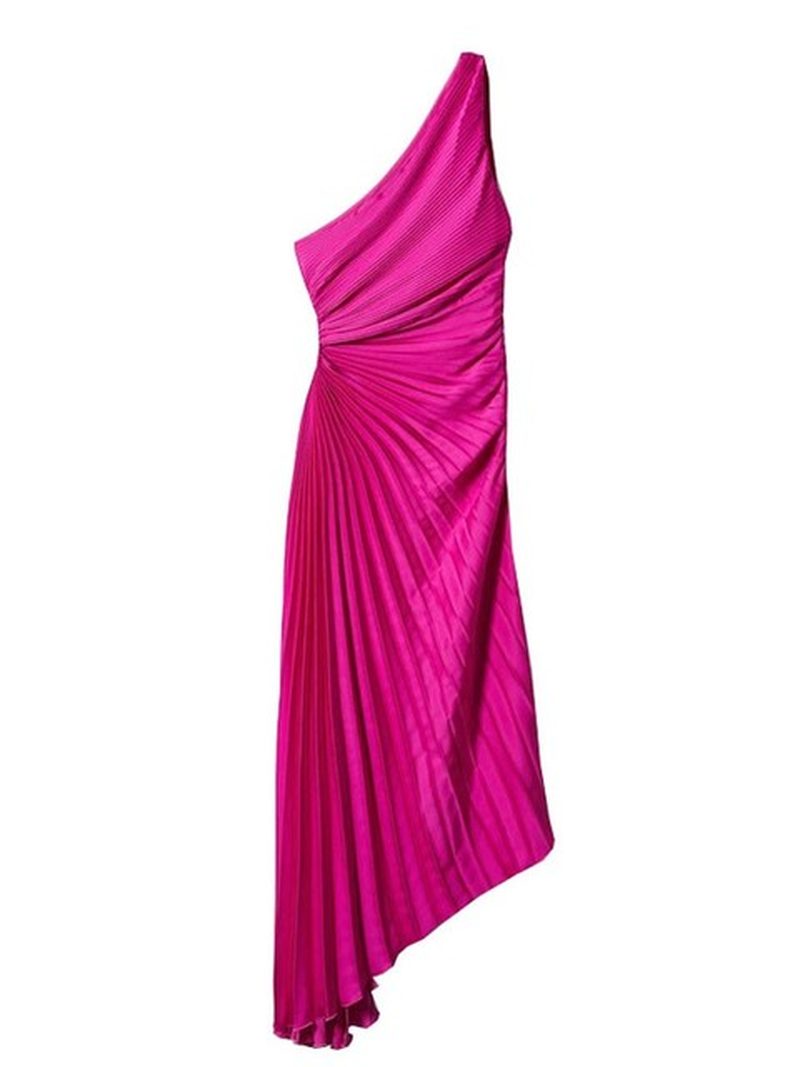 MASHA | Elegant A-Symmetrical Pleated Maxi Dress